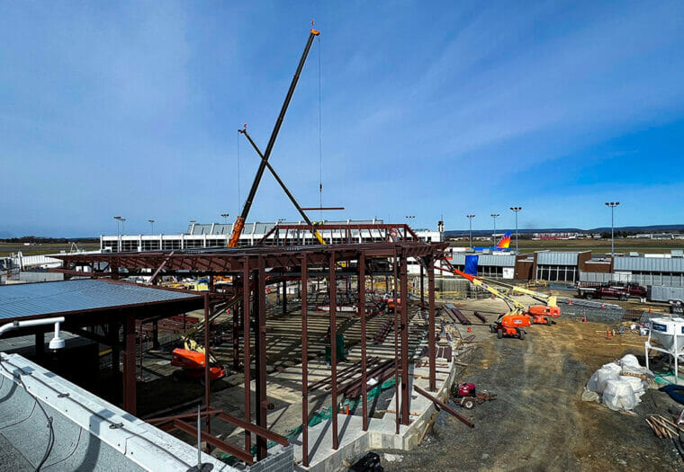 Steel Framing In Progress at Lehigh Valley International Airport